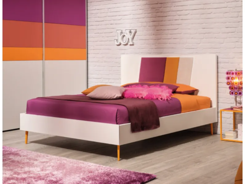 Letto moderno Letto alla francese con dettaglio in testata, finitura bianco luce Collezione esclusiva con uno sconto esclusivo