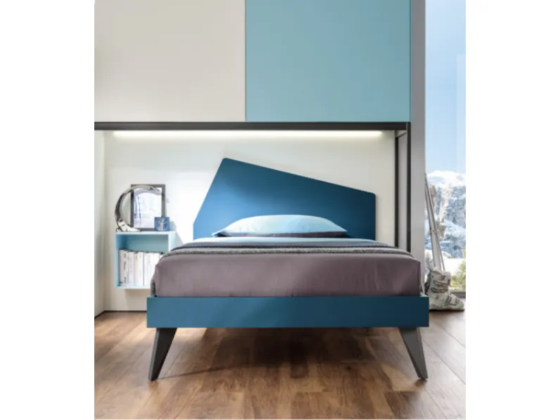 Letto moderno Letto ragazzi una piazza e mezza, finitura blu navy  Collezione esclusiva con uno sconto esclusivo