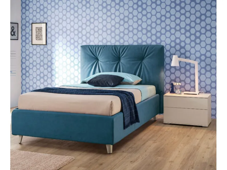 Letto piazza e mezzo con contenitore Letto una piazza e mezza squalo in  ecopelle avio Collezione