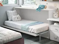 Letto moderno a scomparsa orizzontale in finitura bianco frassinato. Artigianale, scontato del 48%.