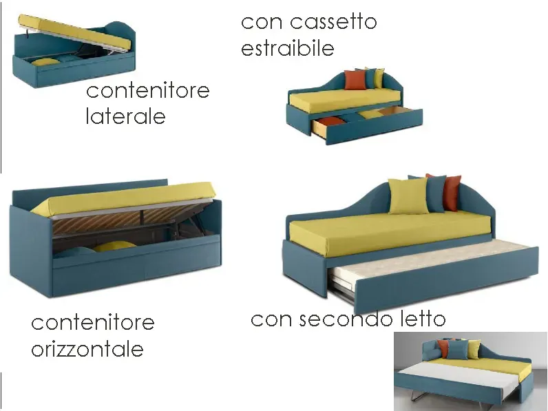 Letto imbottito modello Singolo con secondo letto di Gienne scontato 48%