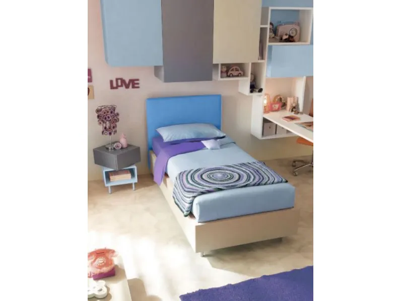 Letto singolo moderno Letto singolo contenitore in ecopelle cristallo e  corda laccato Collezione esclusiva a prezzo ribassato