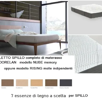 Letto matrimoniale moderno Spillo con materasso dorelan nube Pianca a prezzo ribassato