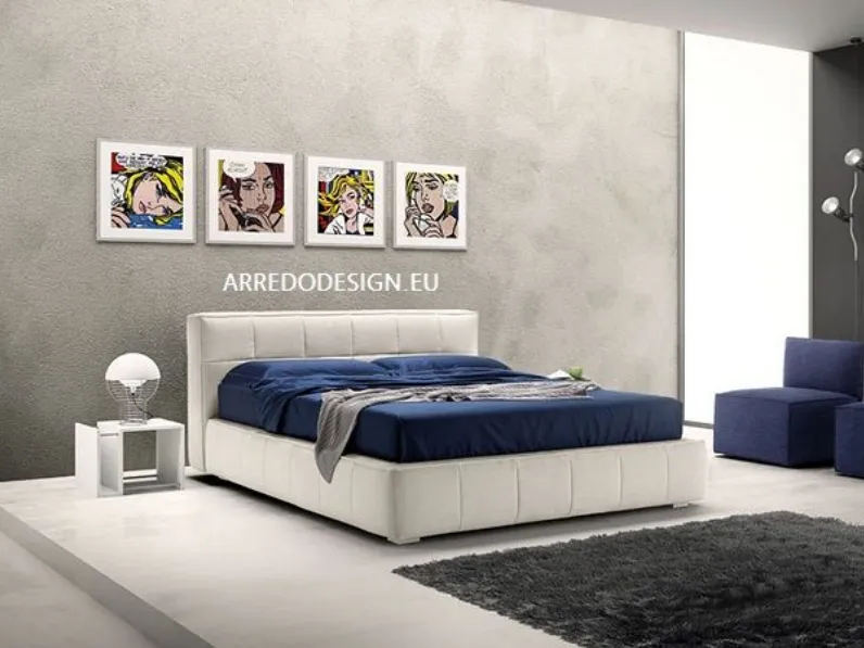 Letto moderno con contenitore Square * Samoa a prezzo ribassato