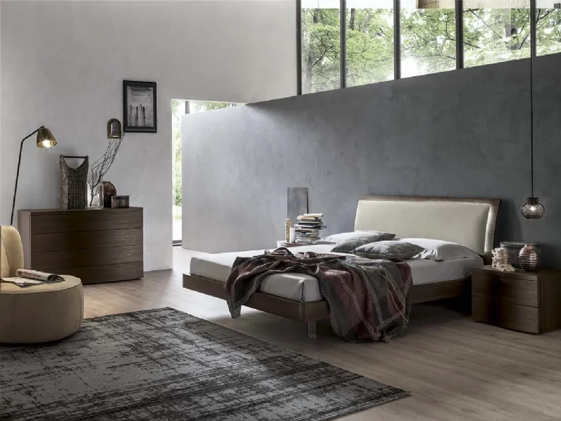 Santa Lucia letto modello Parentesi con testiera imbottita con luce
