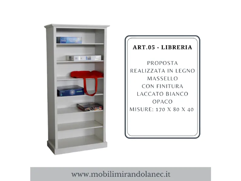 Libreria Art.05 - libreria bianca in stile classico di Mirandola nicola e cristano in OFFERTA OUTLET