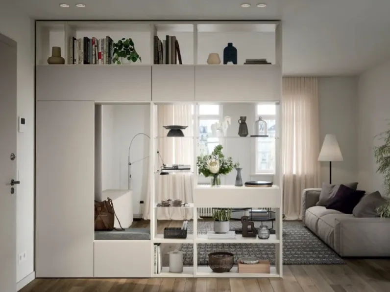 Libreria Cinquanta3 in melamminico scontata -27%: scopri Libreria bifacciale divisotia