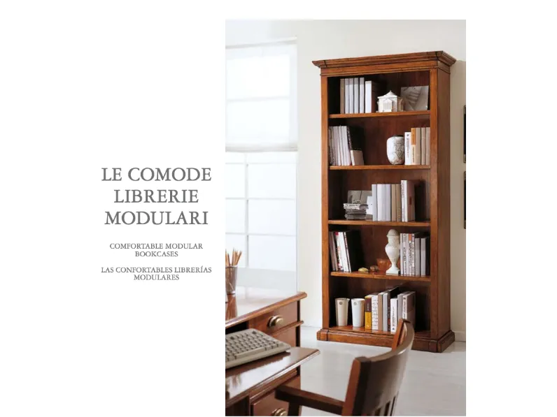 Libreria Falegnameria italiana in legno scontata -50%: scopri F629