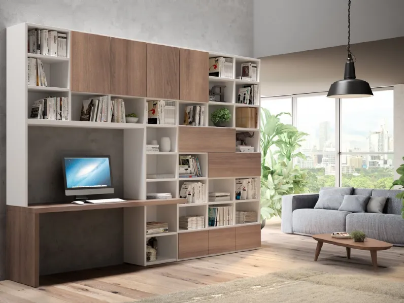 Libreria Living 568 stile moderno di Giessegi scontata