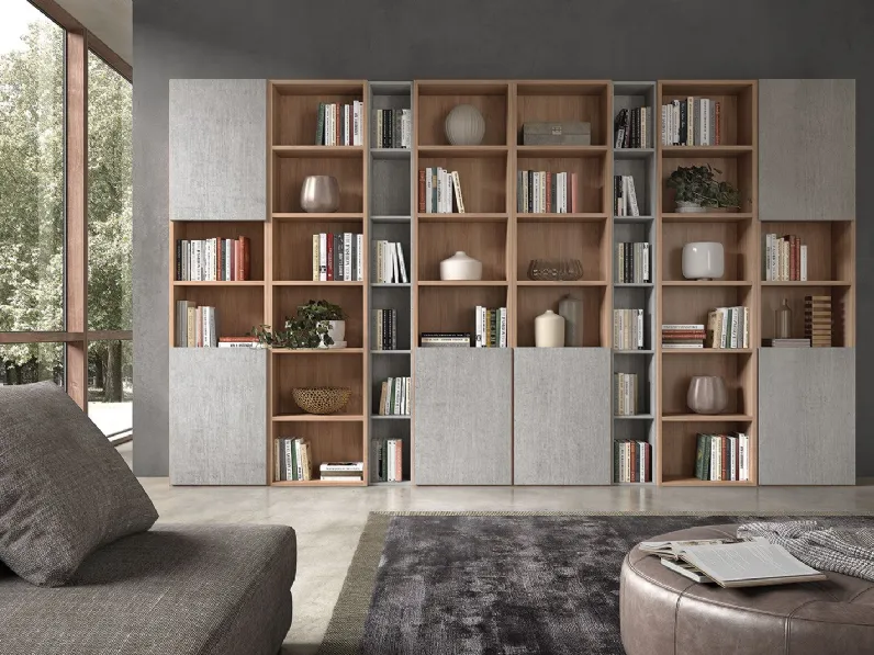 Libreria Libreria componibile mod.living in promo-sconto del 50% Giessegi in stile moderno a prezzi convenienti