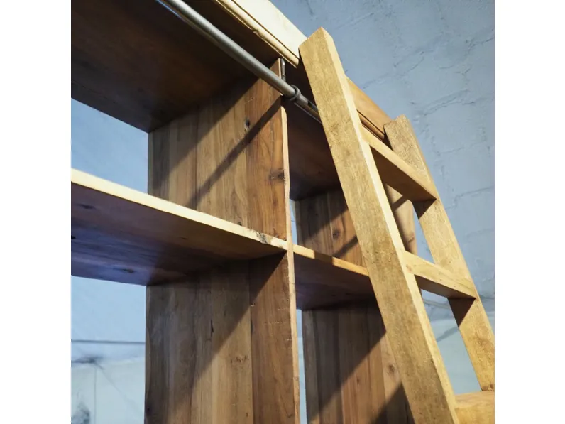 Libreria  legno con scala  Outlet etnico in stile moderno a prezzi convenienti