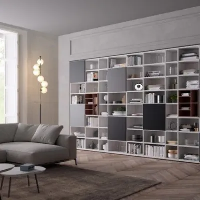 Libreria Living collection in stile moderno di Giessegi in OFFERTA OUTLET