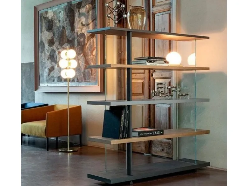 Libreria Bookshelf con finiture in vetro in stile moderna di Devina nais in OFFERTA OUTLET 
