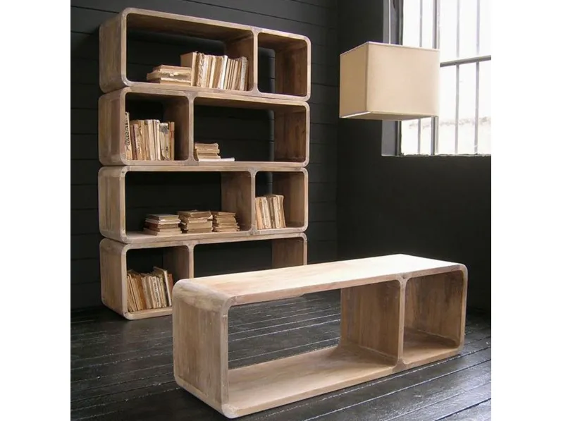 Libreria Libreria in legno massello modulare Outlet etnico in stile design  a prezzi convenienti