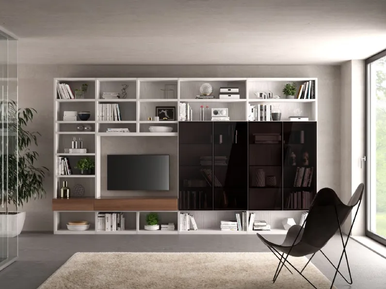 Libreria Living 558 stile moderno di Giessegi scontata del 50%