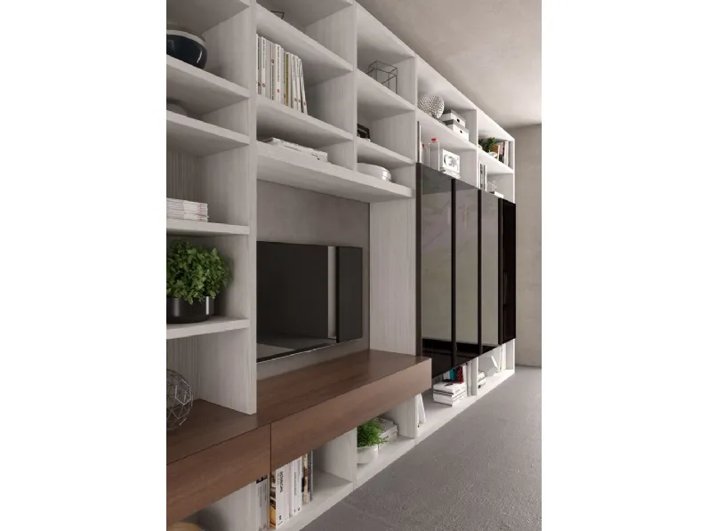 Libreria Giessegi in laminato materico scontata -50%: scopri Living 558