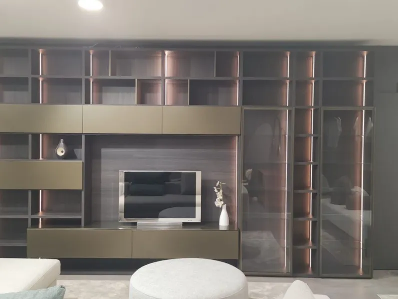 Libreria Novamobili in laminato materico scontata -40%: scopri Living system