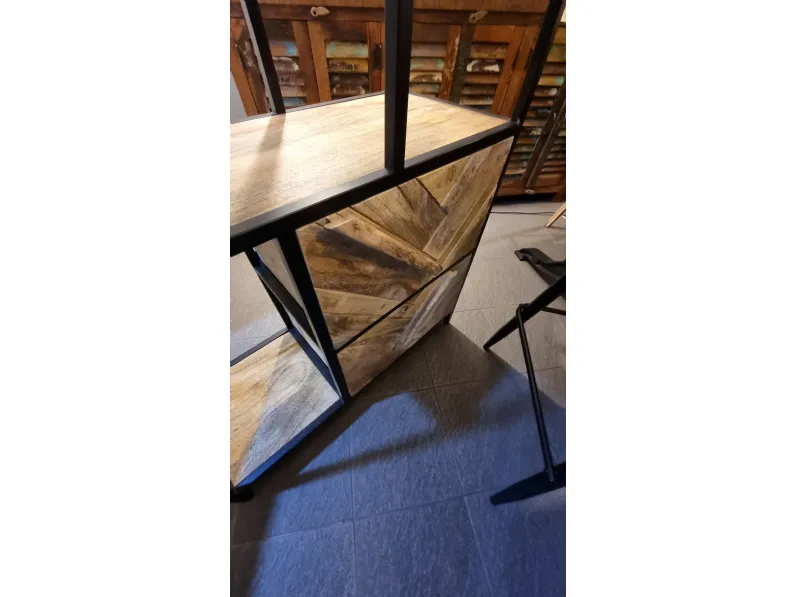 Libreria Outlet etnico in legno scontata -58%: scopri Libreria rennes natural con 2 cassetti 