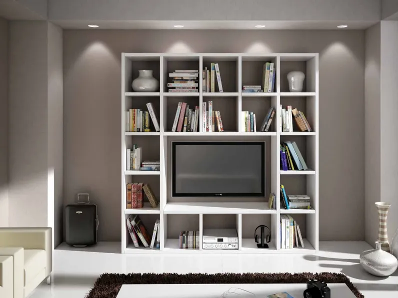 Libreria Parete quadrotti bianca in stile moderno di Lion's in OFFERTA OUTLET