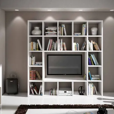 Libreria Parete quadrotti bianca in stile moderno di Lion's in OFFERTA OUTLET