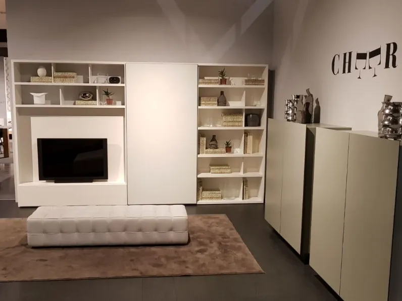 Libreria Spazioteca anta scorrevole vetro stile design di Pianca in Offerta Outlet