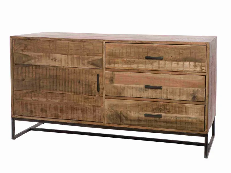 Madia Credenza 3 cassetti 1 sportello industril in stile moderno di Outlet etnico in Offerta Outlet