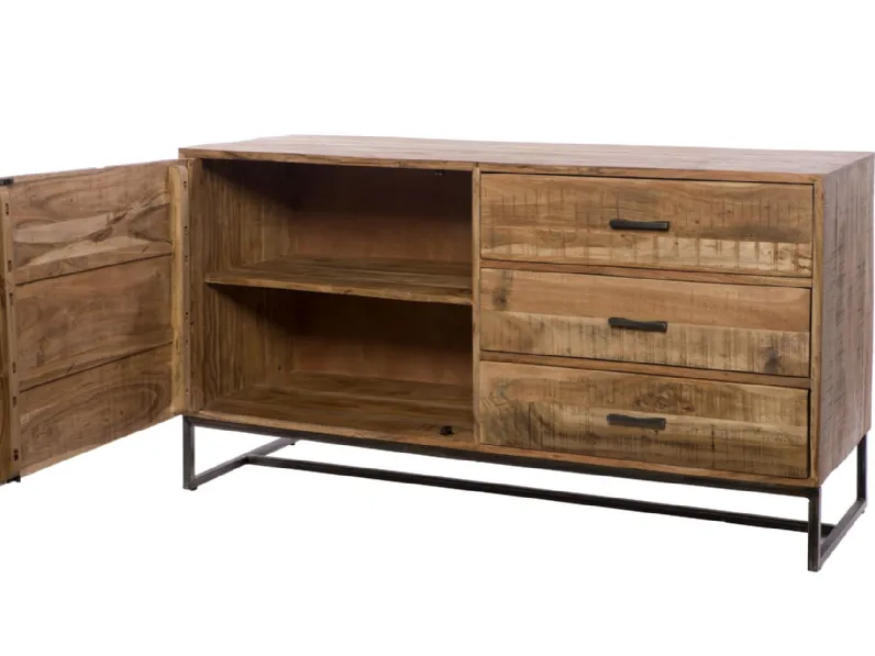 Madia Credenza 3 cassetti 1 sportello industril in stile moderno di Outlet etnico in Offerta Outlet