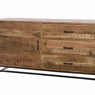 Madia Credenza 3 cassetti 1 sportello industril in stile moderno di Outlet etnico in Offerta Outlet