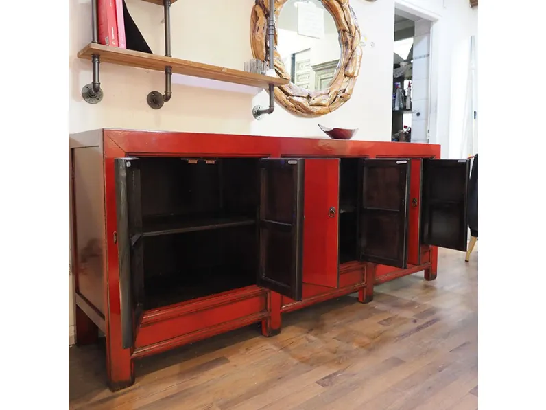 Madia Credenza  cina  laccata rossa   in stile design di Nuovi mondi collection in Offerta Outlet