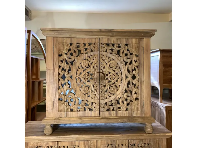 Madia Credenza etnica intagliata 2a di Outlet etnico in stile design scontata -27%