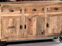 Madia Credenza in legno industrail con ruote stanley in offerta   in stile moderno di Outlet etnico in Offerta Outlet