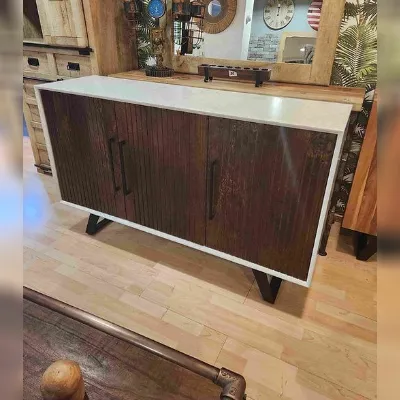 Madia in stile design Credenza legno marmo 2 di Outlet etnico a prezzo scontato