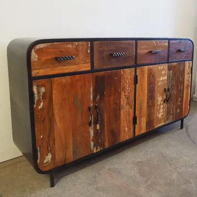 Madia Credenza mobile vintage industrial 4 ante 4 cassetti di Outlet etnico in stile moderno in offerta