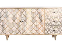 Madia di Outlet etnico in legno Credenza naturale 160 a prezzo scontato