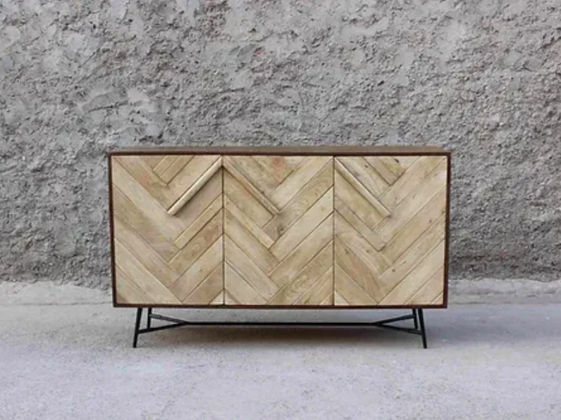 Madia di Outlet etnico in legno Credenza rennes natural 3a a prezzo Outlet