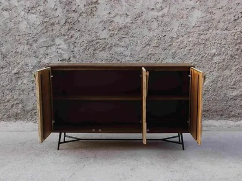Madia di Outlet etnico in legno Credenza rennes natural 3a a prezzo Outlet