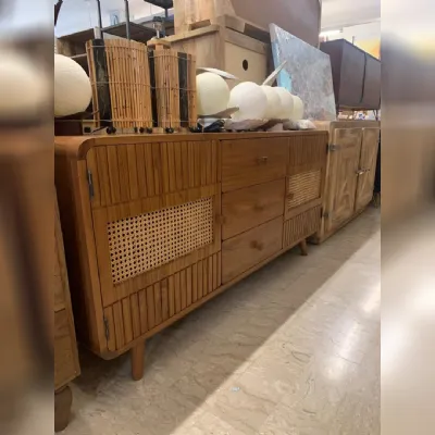 Madia Credenza teak rattan 160 di Outlet etnico a prezzi convenienti
