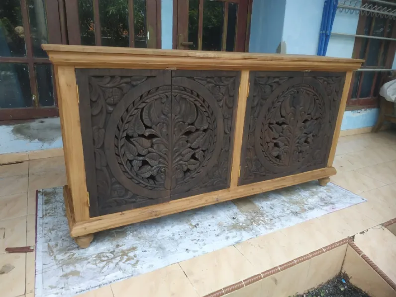 Madia di Outlet etnico in legno Credenza teak ric 180 a prezzo Outlet