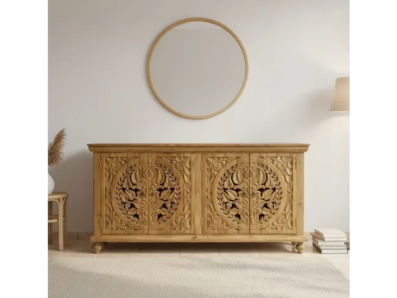 Madia Credenza teak ric intagliata 180 di Outlet etnico a prezzi convenienti