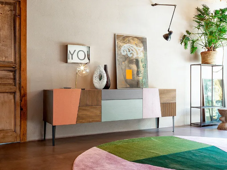 Madia in stile design Madia zero.16 white effetto grezzo di Devina nais scontata 