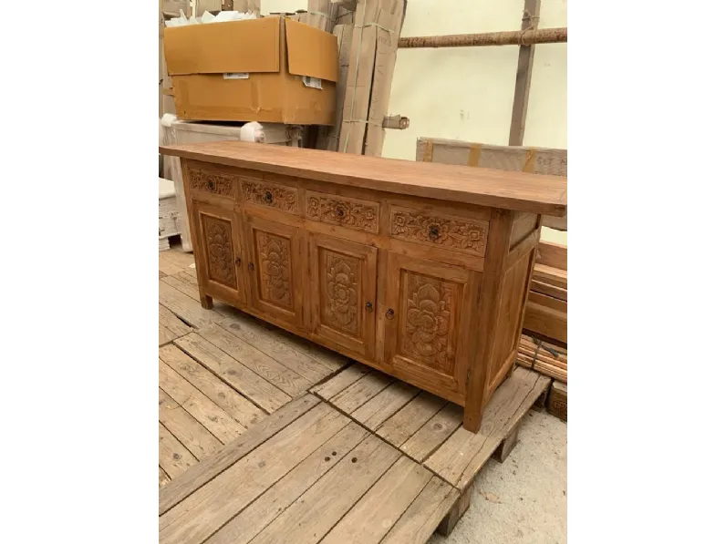 Madia Credenza madia teak riciclato 200  di Outlet etnico in stile design scontata -27%