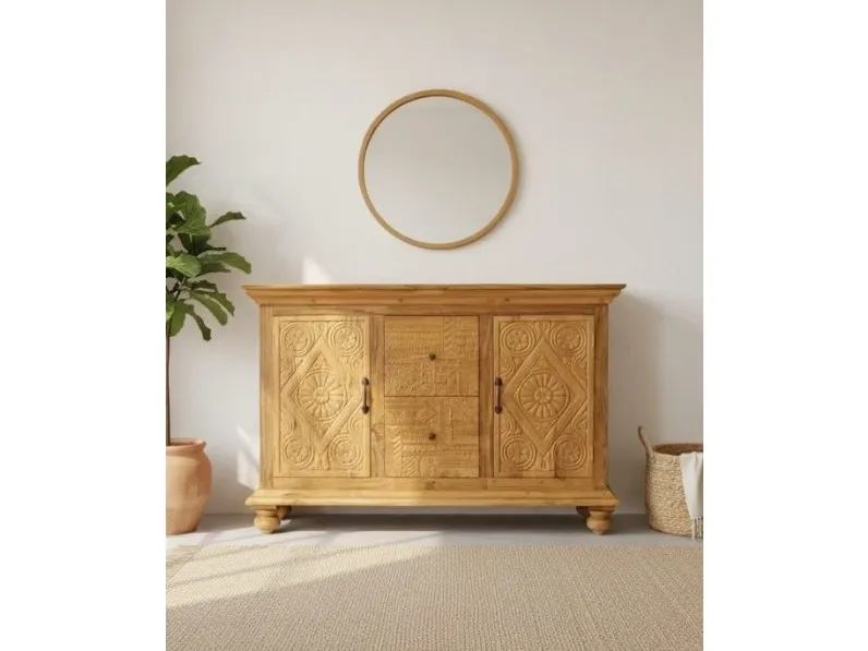 Madia di Outlet etnico in legno Credenza teak 2a-2css a prezzo Outlet