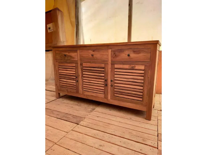 Madia Credenza teak riciclato 3a-3css in stile design di Outlet etnico in Offerta Outlet