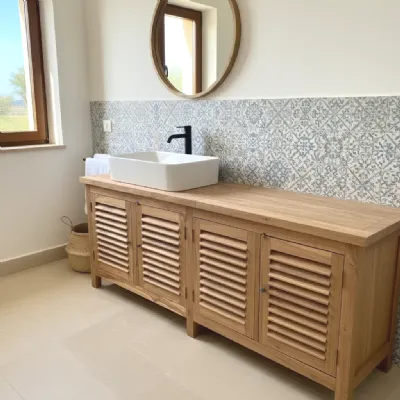 Madia Credenza teak riciclato 4a 180 cm di Outlet etnico in stile design scontata -25%