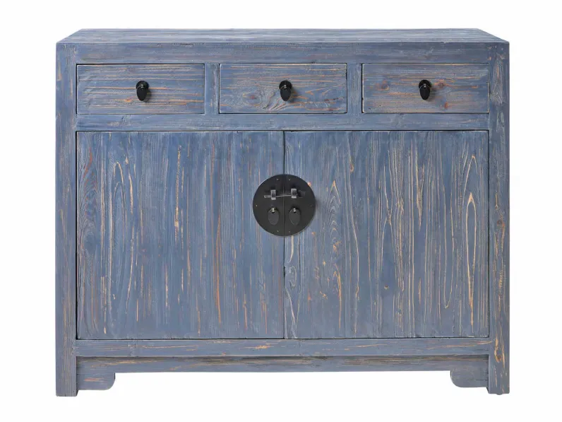 Madia di Outlet etnico in legno Madia credenza cina colorata con medaglione   a prezzo Outlet