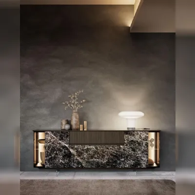 Mobile soggiorno modello Horizon glass 1035 di Mobilgam a PREZZI OUTLET