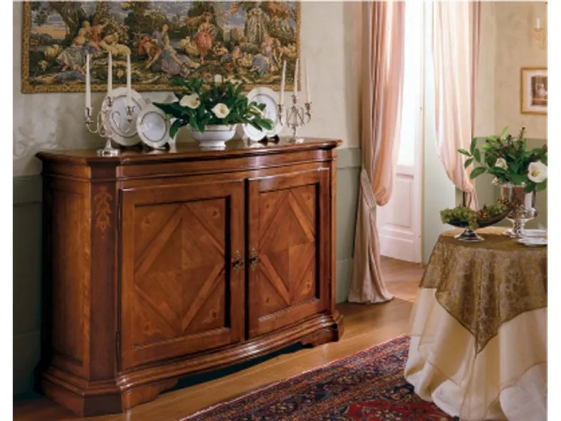 Madia in stile classico Credenza con ante parquet sagomata in promo sconto del 55% di Artigianale in offerta