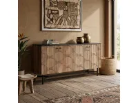 Mobile soggiorno modello Credenza acacia marmo 175 di Outlet etnico a prezzo scontato