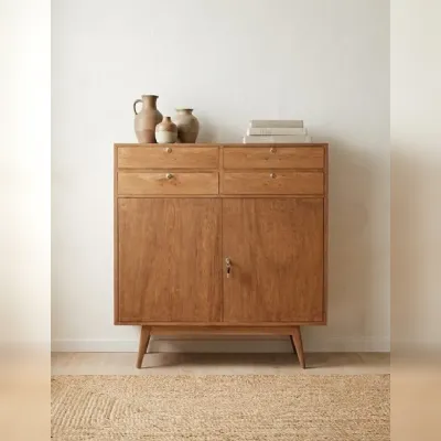 Madia in stile design Credenza alta vintage teak  di Outlet etnico in Offerta Outlet