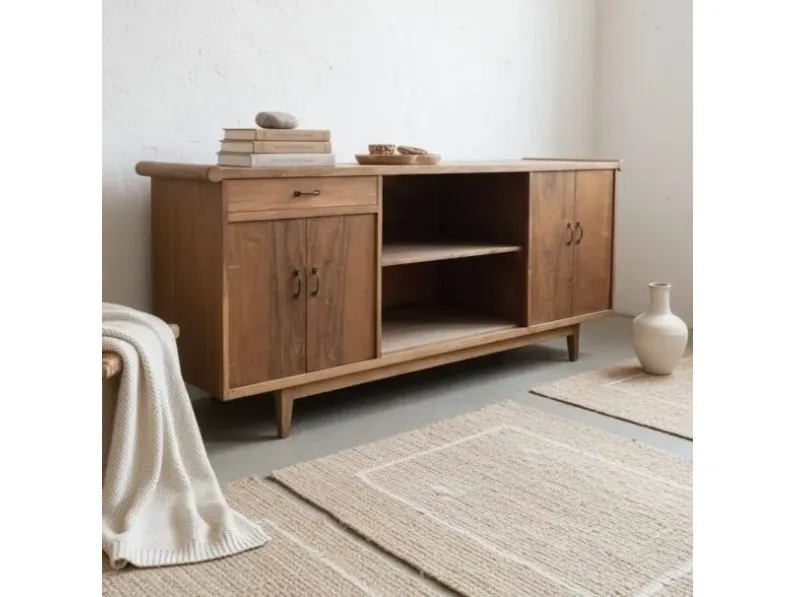 Madia in stile design Credenza anni 50′ teak 200 di Outlet etnico a prezzo scontato
